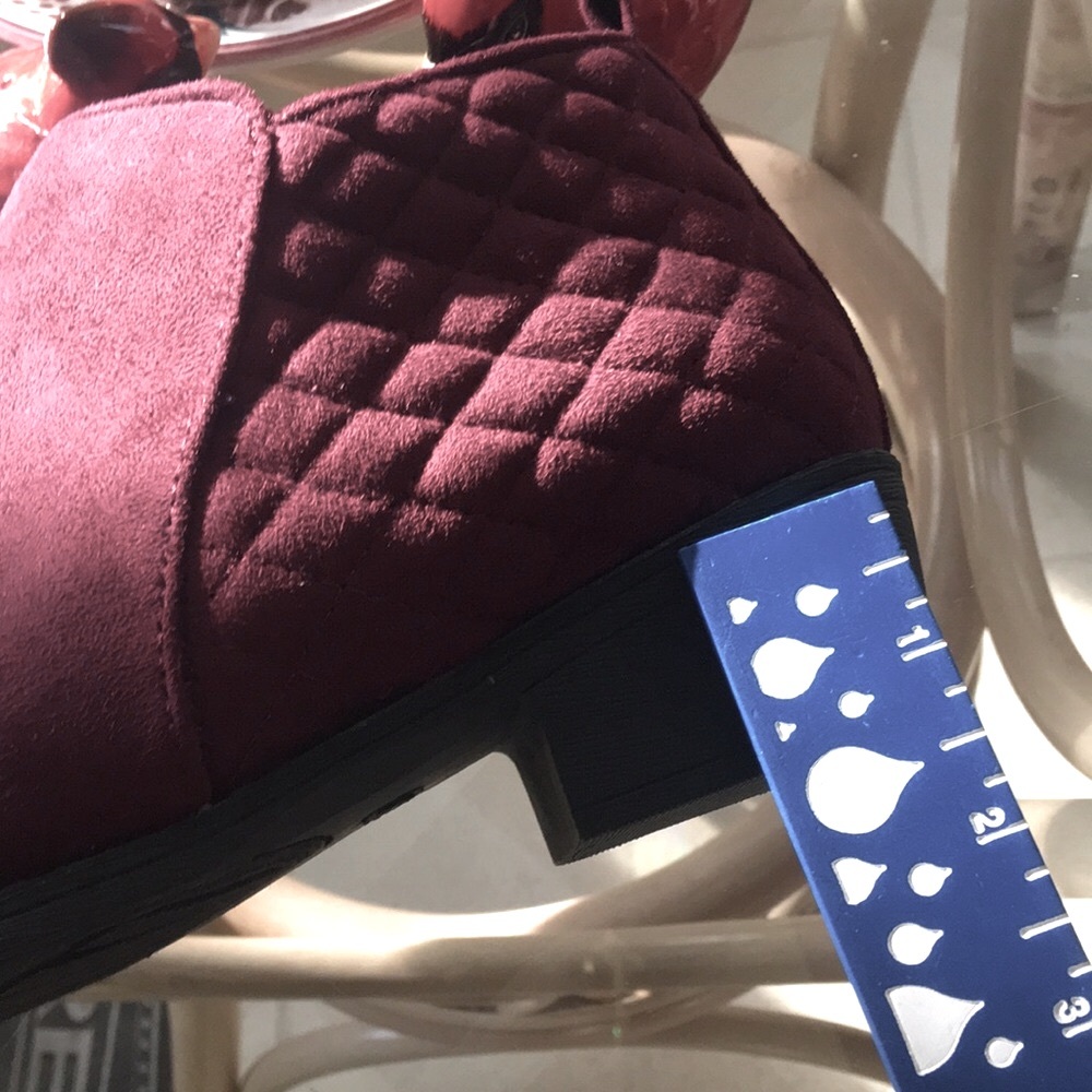 Plum Suede Quilted Ankle Boots size 7.5 / small 8 - Picture 7 of 10